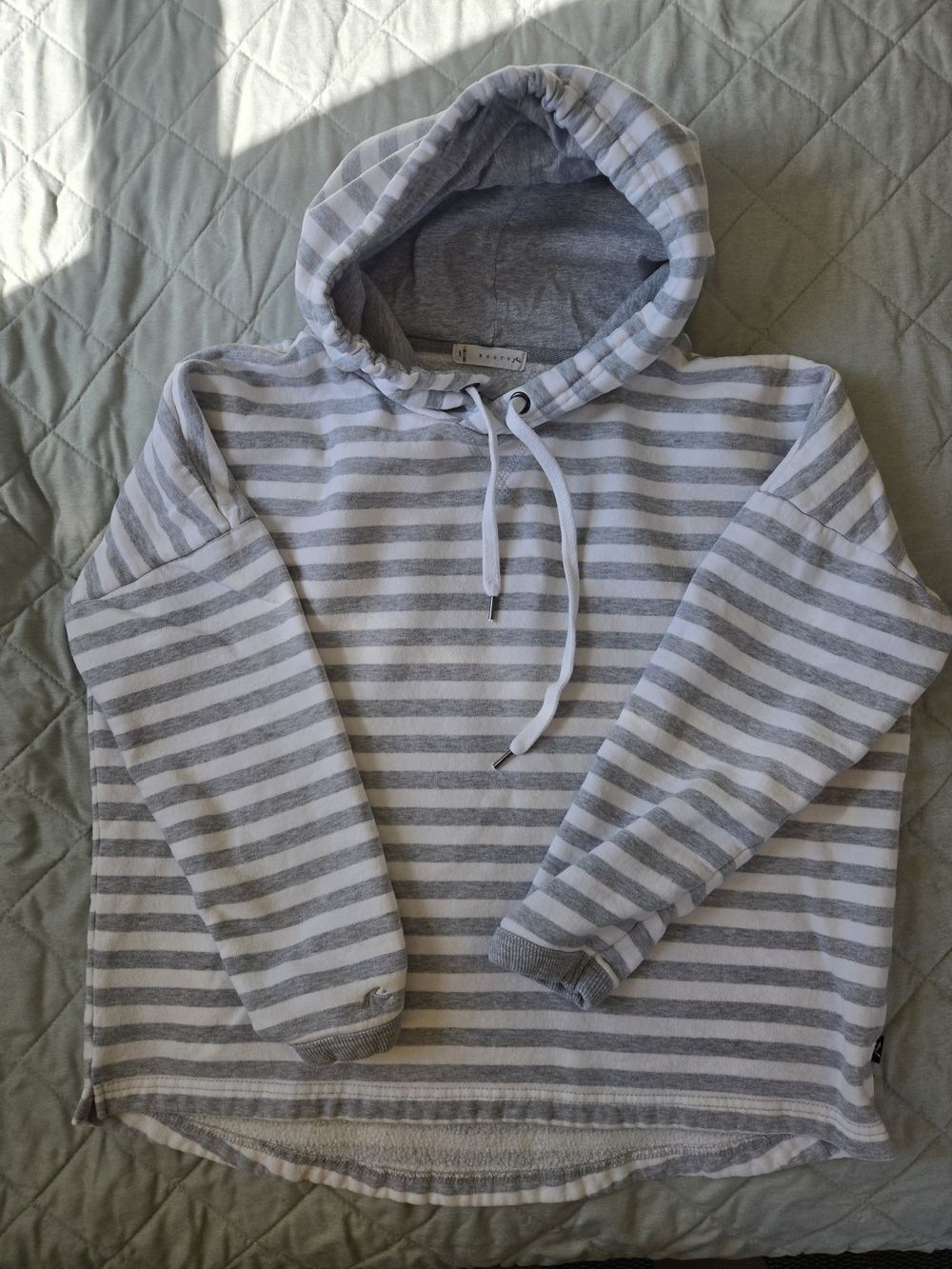 Rusty Gray & White Striped Hooded Sweatshirt